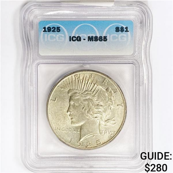 1925 Silver Peace Dollar ICG MS65