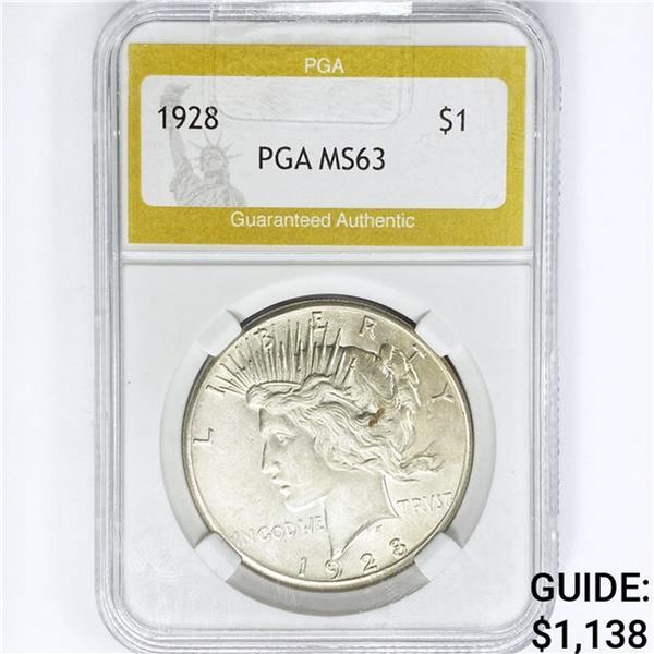 1928 Silver Peace Dollar PGA MS63