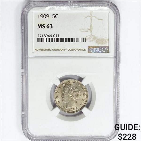 1909 Liberty Victory Nickel NGC MS63