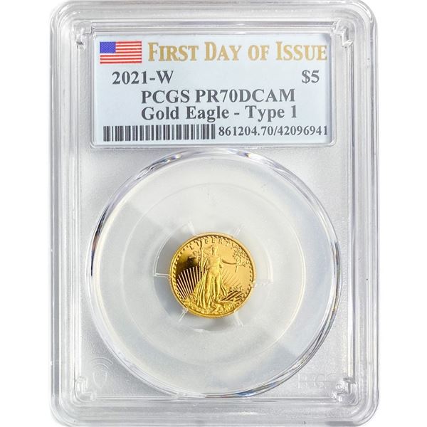 2021-W 1/10oz American Gold Eagle PCGS PR70 DCAM