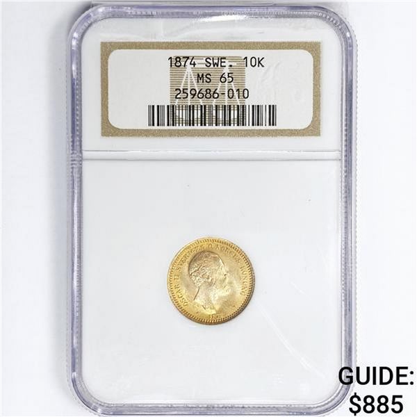 1874 10K 4.5g Sweden Gold NGC MS65