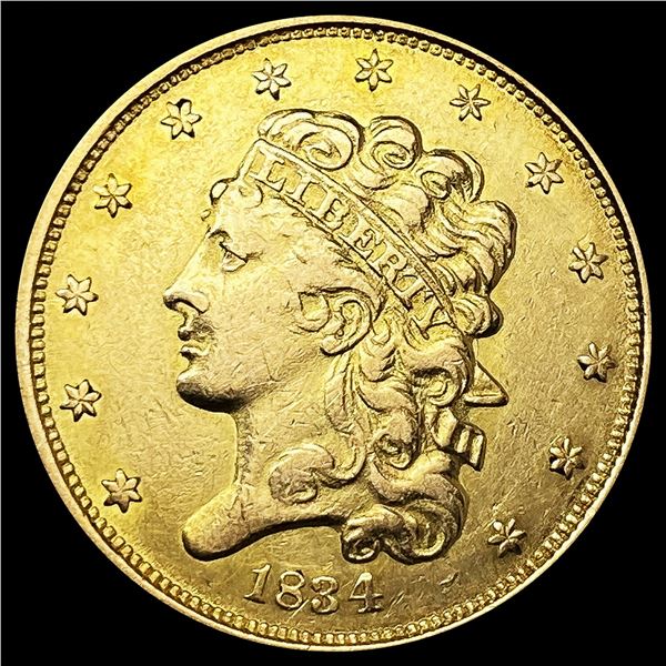 1834 $5 Gold Half Eagle LIGHTLY CIRCULATED