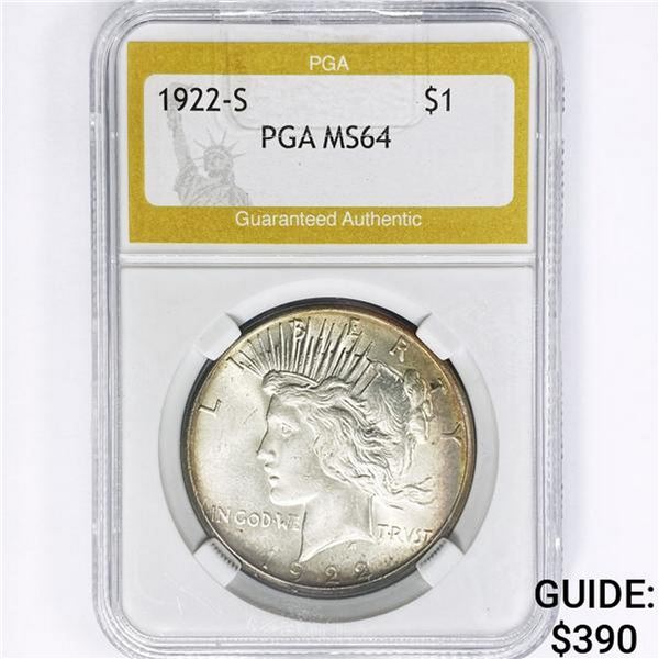 1922-S Silver Peace Dollar PGA MS64