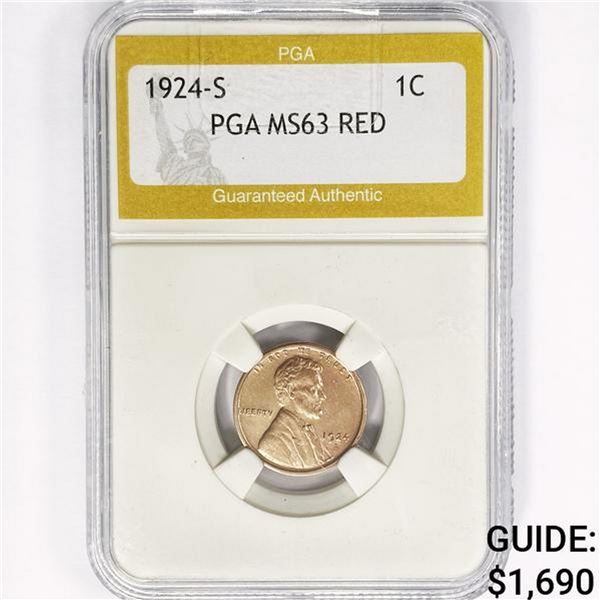 1924-S Wheat Cent PGA MS63 RED