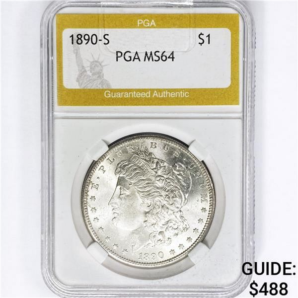 1890-S Morgan Silver Dollar PGA MS64