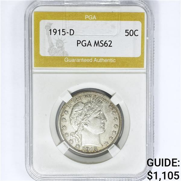 1915-D Barber Half Dollar PGA MS62