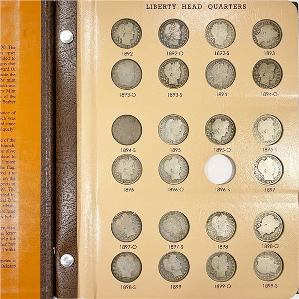 1892-1916 Barber Quarter Book (71 Coins)