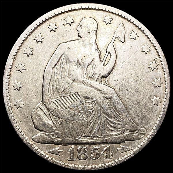 1854 Arws Seated Liberty Half Dollar LIGHTLY CIRCU