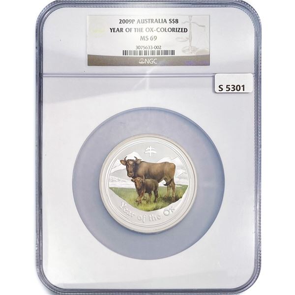 2009 Australia Silver $8 NGC MS69 Year of the Ox