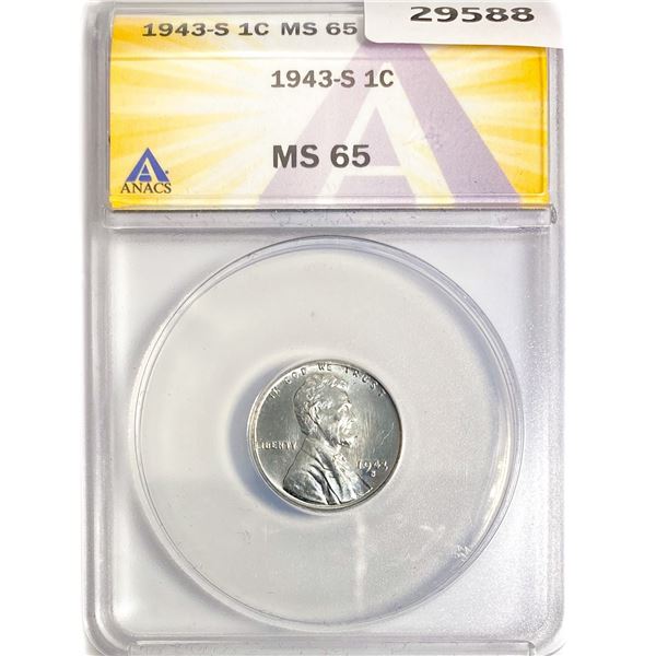 1943-S Wheat Cent ANACS MS65