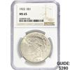 Image 1 : 1922 Silver Peace Dollar NGC MS65