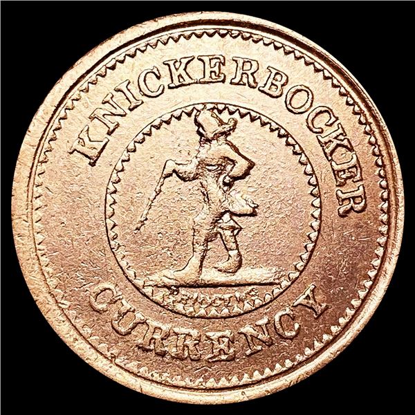 1863 Knickerbocker Civil War Token CLOSELY UNCIRCU