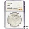 Image 1 : 1923-D Silver Peace Dollar NGC MS61