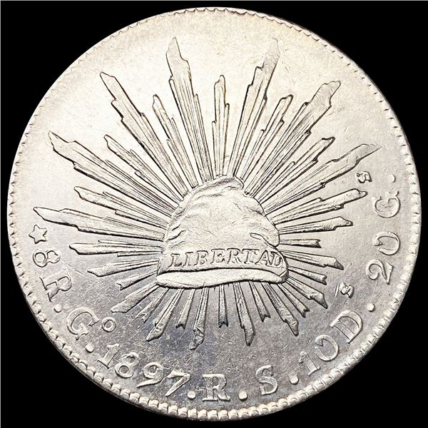 1897GO Mexico Silver 8 Reales CLOSELY UNCIRCULATED