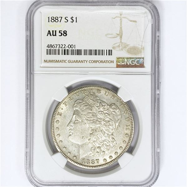 1887-S Morgan Silver Dollar NGC AU58