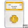 Image 1 : 2001 $10 1/4oz American Gold Eagle PGA MS70