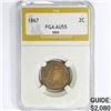 Image 1 : 1867 Two Cent Piece PGA AU55 DDO