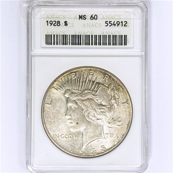 1928 Silver Peace Dollar ANACS MS60