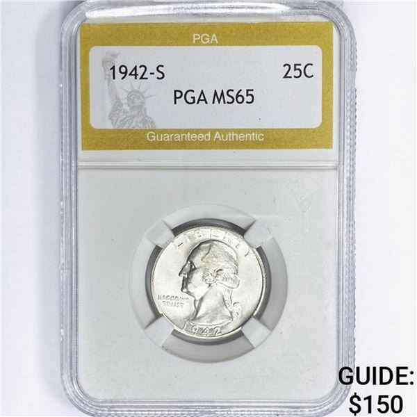 1942-S Washington Silver Quarter PGA MS65