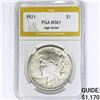 Image 1 : 1921 Silver Peace Dollar PGA MS61 High Relief