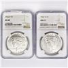 Image 1 : 1922-D Set (2) Silver Peace Dollar NGC MS62