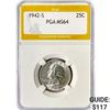 Image 1 : 1942-S Washington Silver Quarter PGA MS64