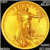 Image 1 : 1907 HIGH RELIEF $20 Gold Double Eagle CHOICE BU +