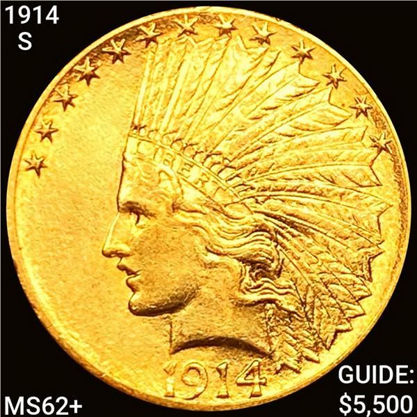 1914-S $10 Gold Eagle UNCIRCULATED +