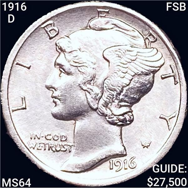 1916-D FSB Mercury Dime CHOICE BU