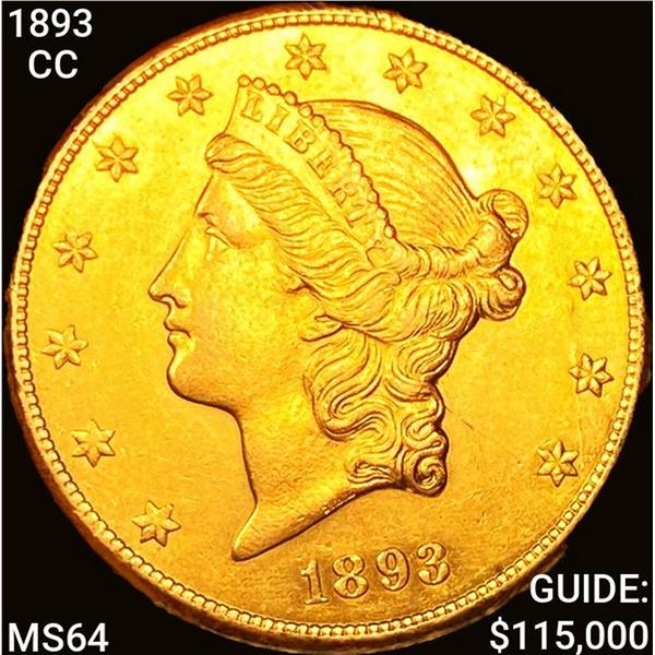 1893-CC $20 Gold Double Eagle CHOICE BU