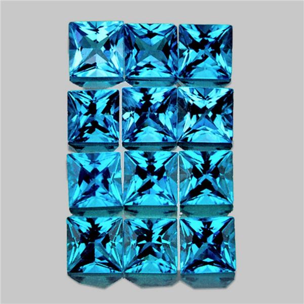 NATURAL SWISS BLUE TOPAZ 12 Pcs [FLAWLESS-VVS]