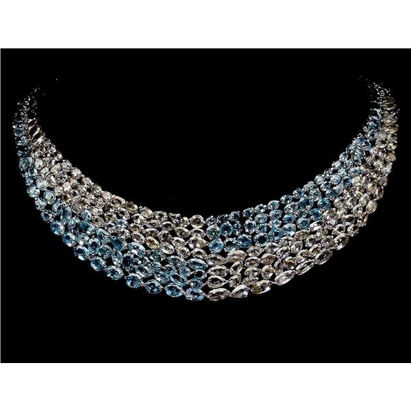 Natural  Cambodian Champagne & Blue Zircon Necklace