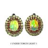 Image 1 : Natural White Ethopian Opal & Sapphire Earrings