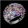 Image 1 : Natural Tanzanite Amethyst Aquamarine Ring