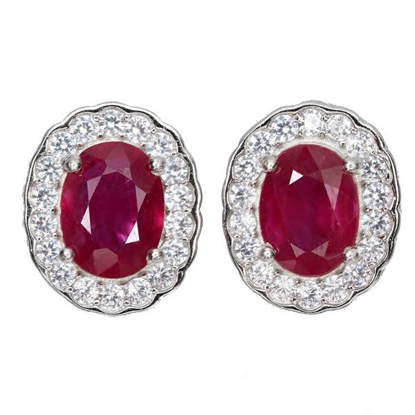 Natural Red Ruby Earrings