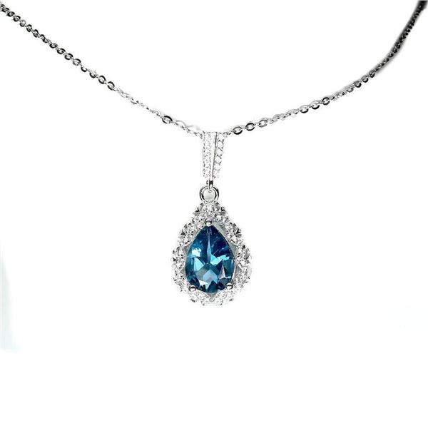 Natural London Blue Topaz Necklace