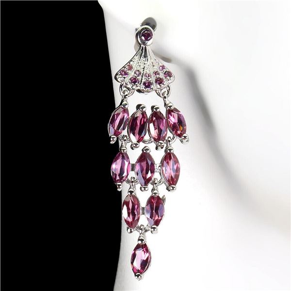 Natural Marquise Rhodolite Garnet Earrings