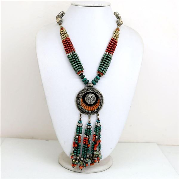 Tibet Natural Stone Tribal Queen Royal Necklace