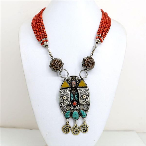 Tibet Natural Stone Tribal Queen Royal Necklace