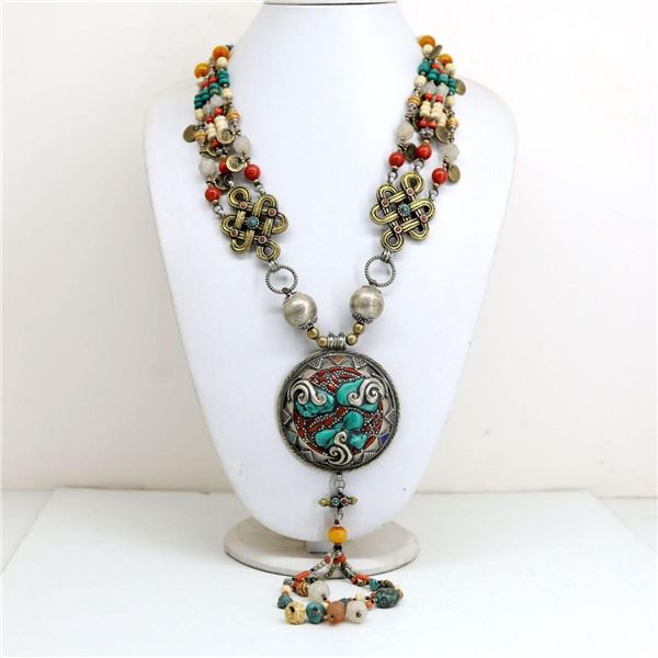 Tibet Natural Stone Tribal Queen Royal Necklace