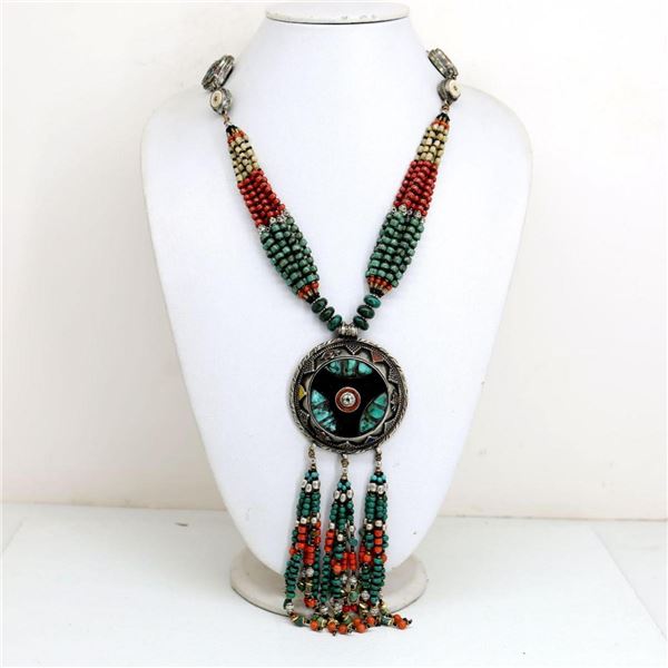 Tibet Natural Stone Tribal Queen Royal Necklace