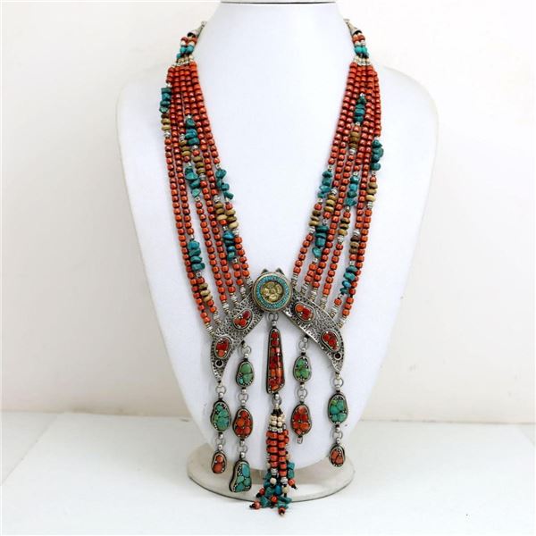 Tibet Natural Stone Tribal Queen Royal Necklace