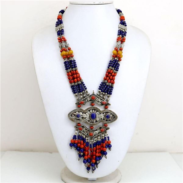 Tibet Natural Stone Tribal Queen Royal Necklace