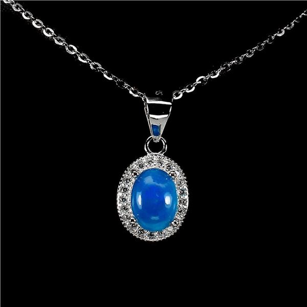 Natural Ethiopian Blue Opal Necklace