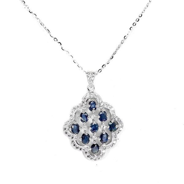 Natural Sapphire White Topaz Necklace