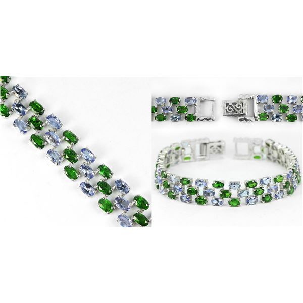 Natural Tanzanite & Green Chrome Diopside Bracelet