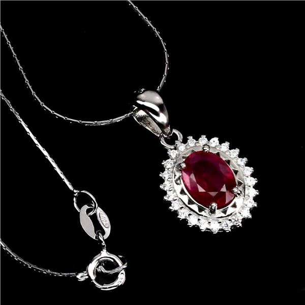 Natural Red Ruby 8x6 MM Pendant/Necklace