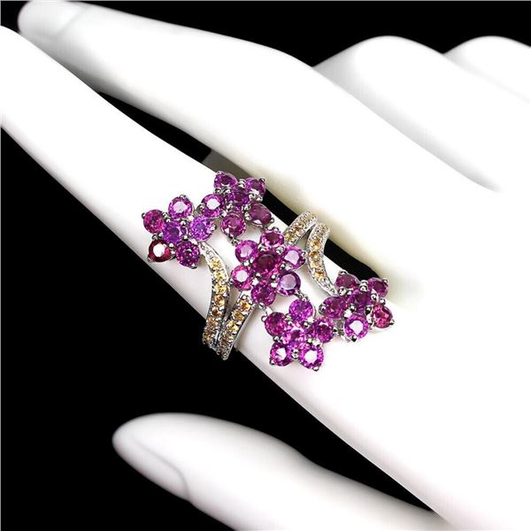 Natural Rhodolite Garnet Sapphire Ring