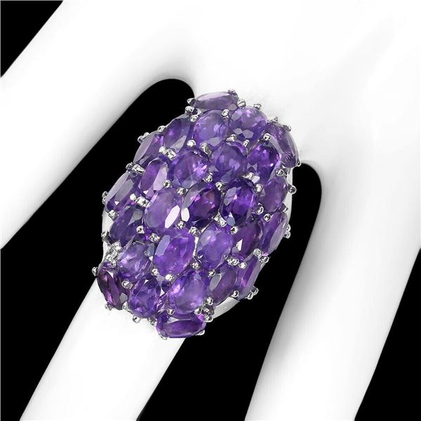 Natural Unheated Oval Amethyst Ring