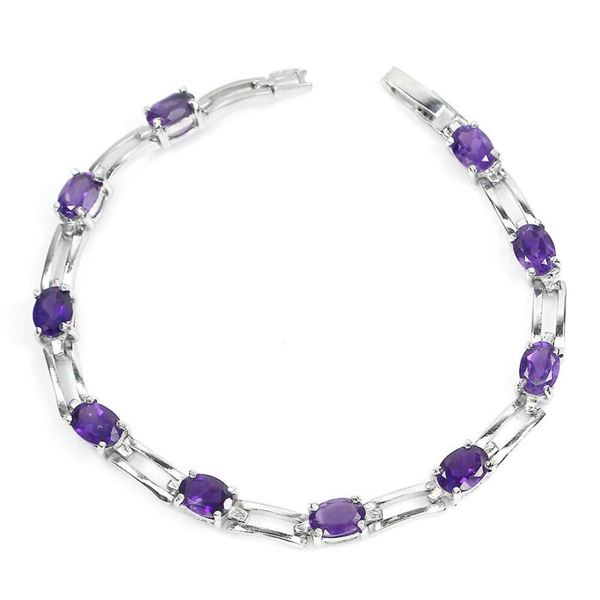 Natural Unheated Oval Amethyst Bracelet